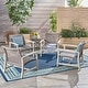 preview thumbnail 14 of 17, Hampton Outdoor Club Chair (Set of 4) by Christopher Knight Home grey finish + mixed black