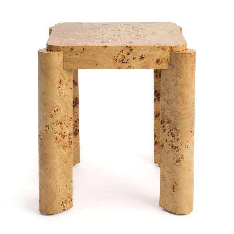 Chorus Side Table Modern Wooden Clear Maple Burl Nightstand