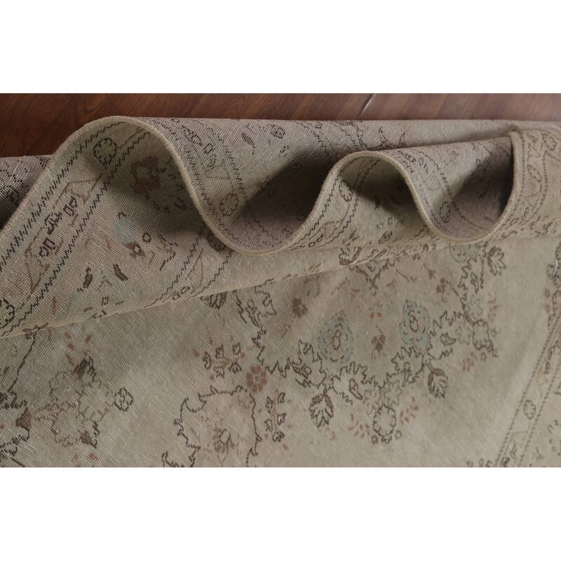 Distressed Persian Vintage Area Rug Hand-Knotted Wool Carpet - 6'6"x 9'9"