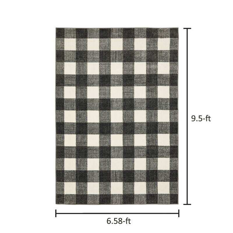 Arwen Distressed Gingham Plaid Area Rug