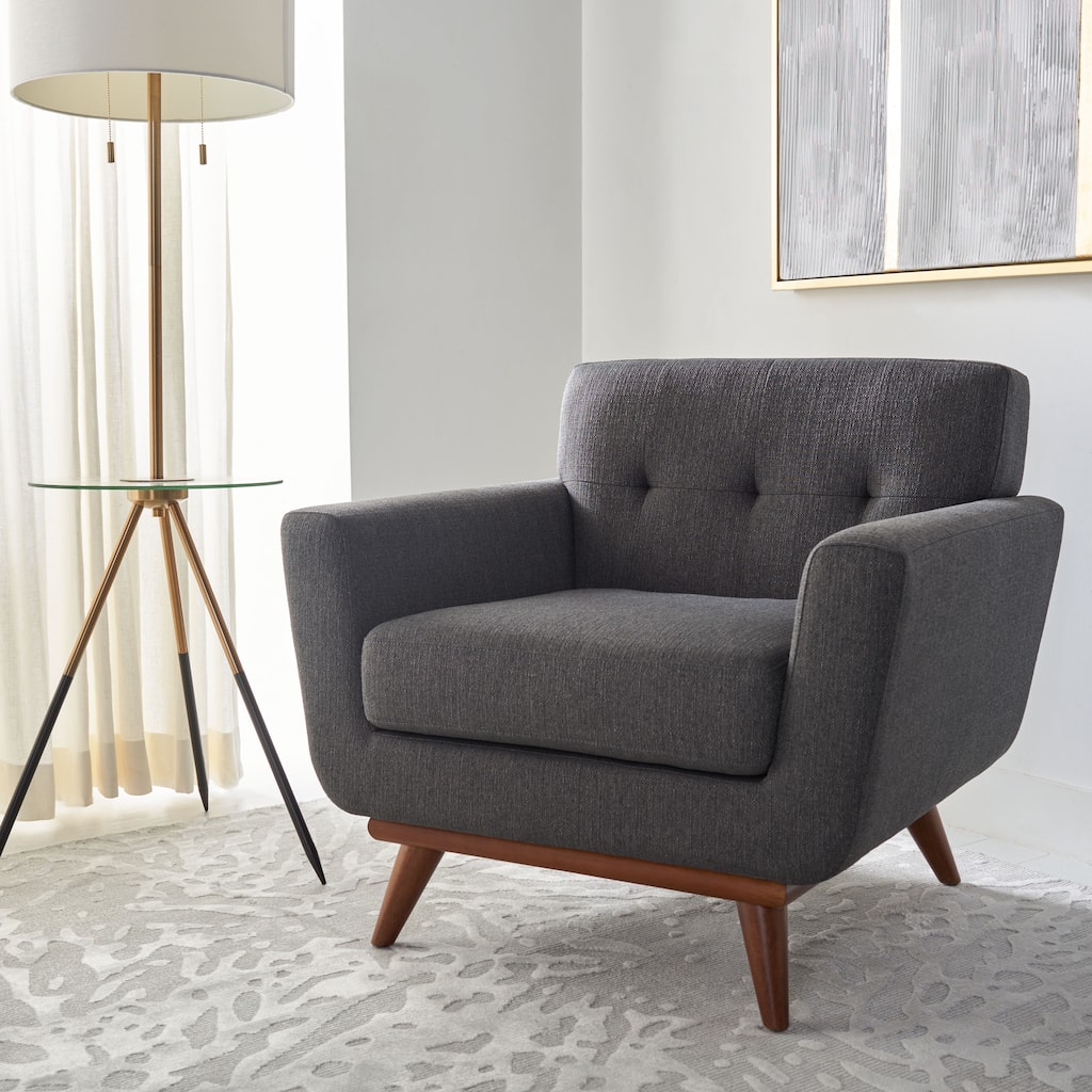 SAFAVIEH Couture Sieglinde Mid-Century Modern Tufted Arm Chair - 35" W x 33.1" L x 32.7" H - 35Wx33Dx33H