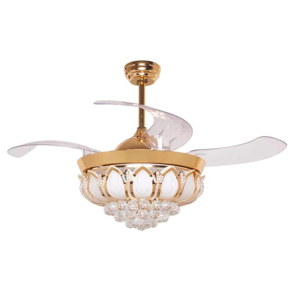 Shop Modern 42 5 Inch Retractable Blades Gold Led Crystal