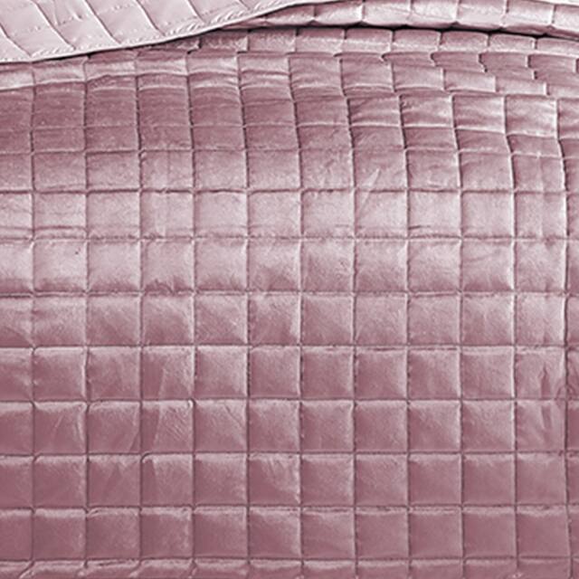 3 Piece Queen Size Coverlet Set with Stitched Square Pattern, Pink