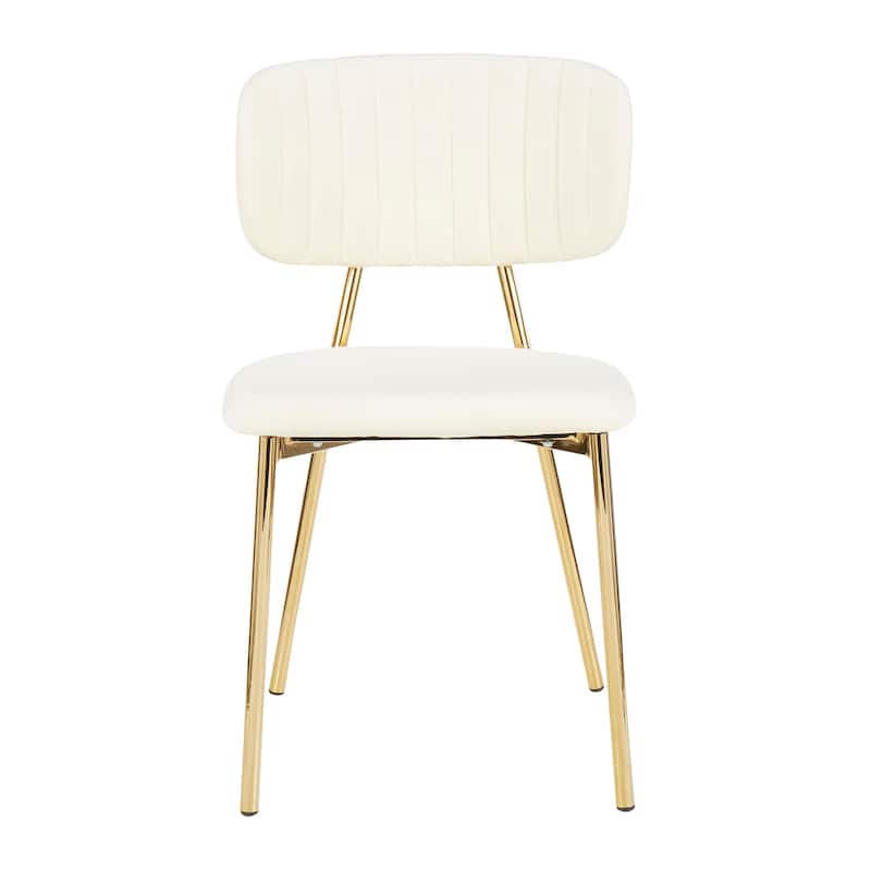 Silver Orchid Fein Gold Glam Velvet Chair (Set of 2) - Cream