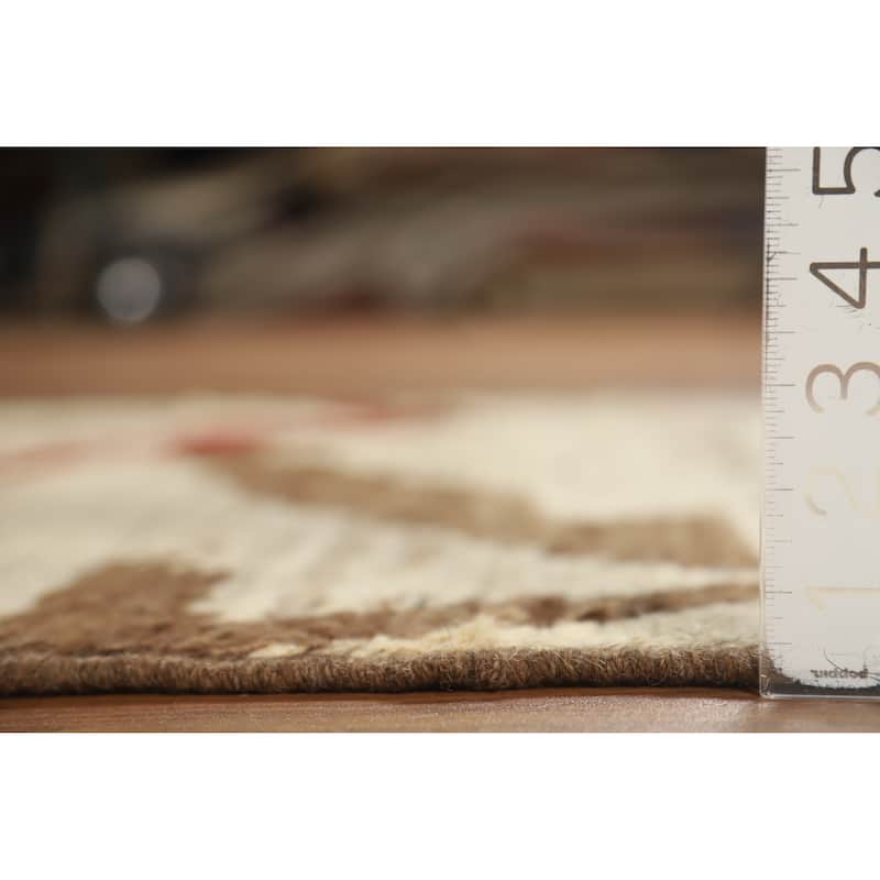 Abstract Moroccan Oriental Rug Hand-Knotted Modern Beige Wool Carpet - 3'9" x 6'2"