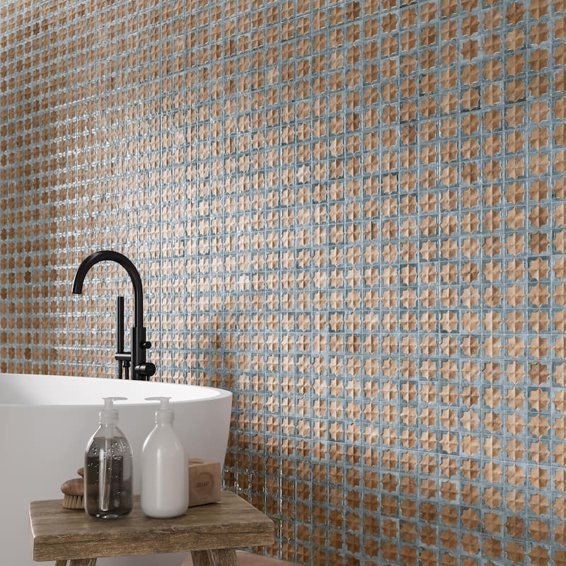 Merola Tile Tetuan Astre Terra Aqua 12-1/8" x 21-7/8" Porcelain Wall Tile