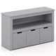 preview thumbnail 2 of 30, 3-Drawer Storage Cabinet with Slide-Out Drawers and Wheels for Multi-Functional Home Organizer - 40" x 13" x 24.5" (L x W x H) Grey