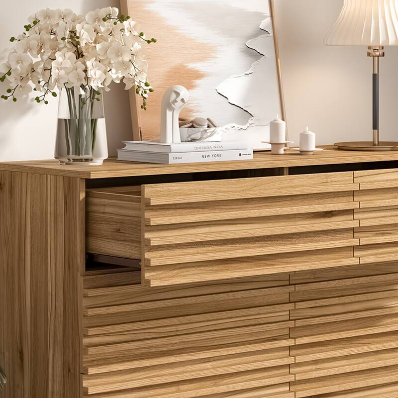 Fluted Dresser for Bedroom with 6 Drawers 47" Wide Chest of Drawers