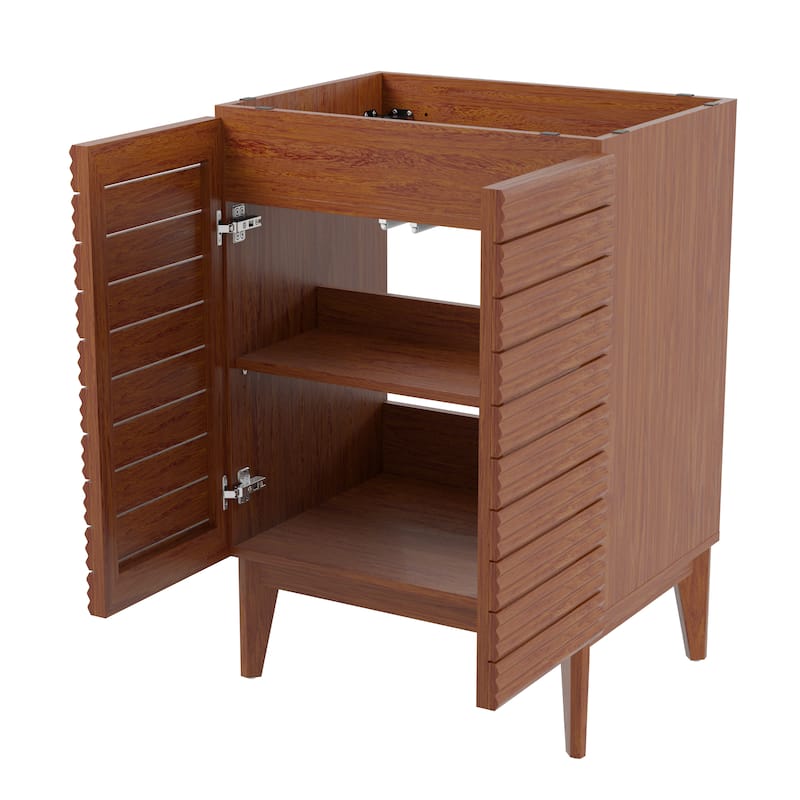 Javer Thin Linear Slat Modern Farmhouse 2-Shelf Bath Vanity Cabinet Only (Sink Basin not Included), by JONATHAN Y