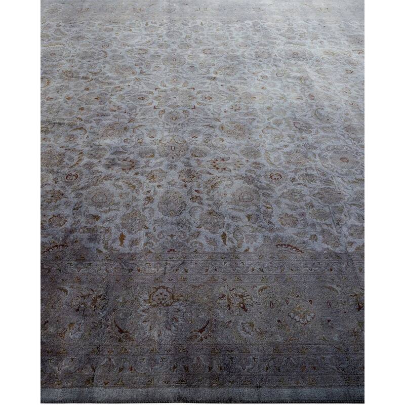 Overton Hand Knotted Wool Vintage Inspired Modern Contemporary Overdyed Gray Area Rug - 9' 3" x 11' 10"