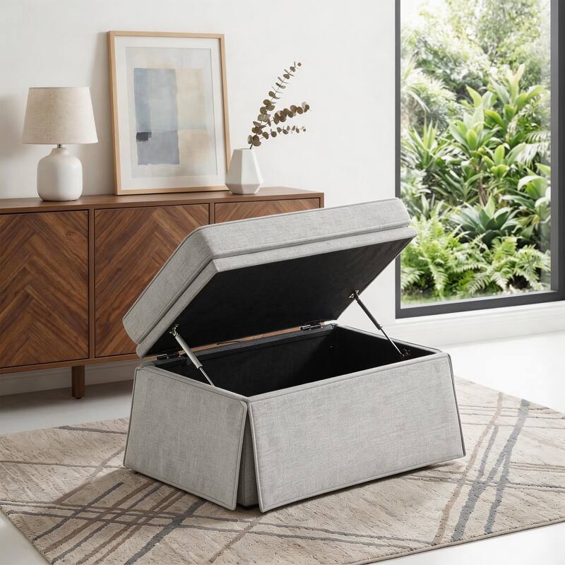 Skirted Rectangular Flip-Top Storage Ottoman