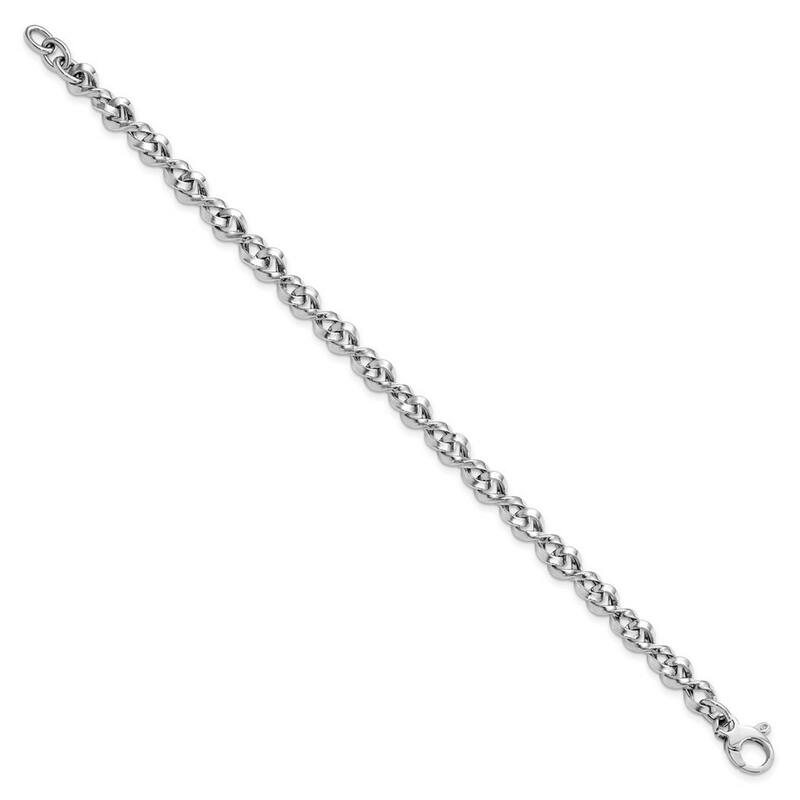 Curata 14k White Gold Polished Fancy Twisted Link Bracelet 7.5 Inch