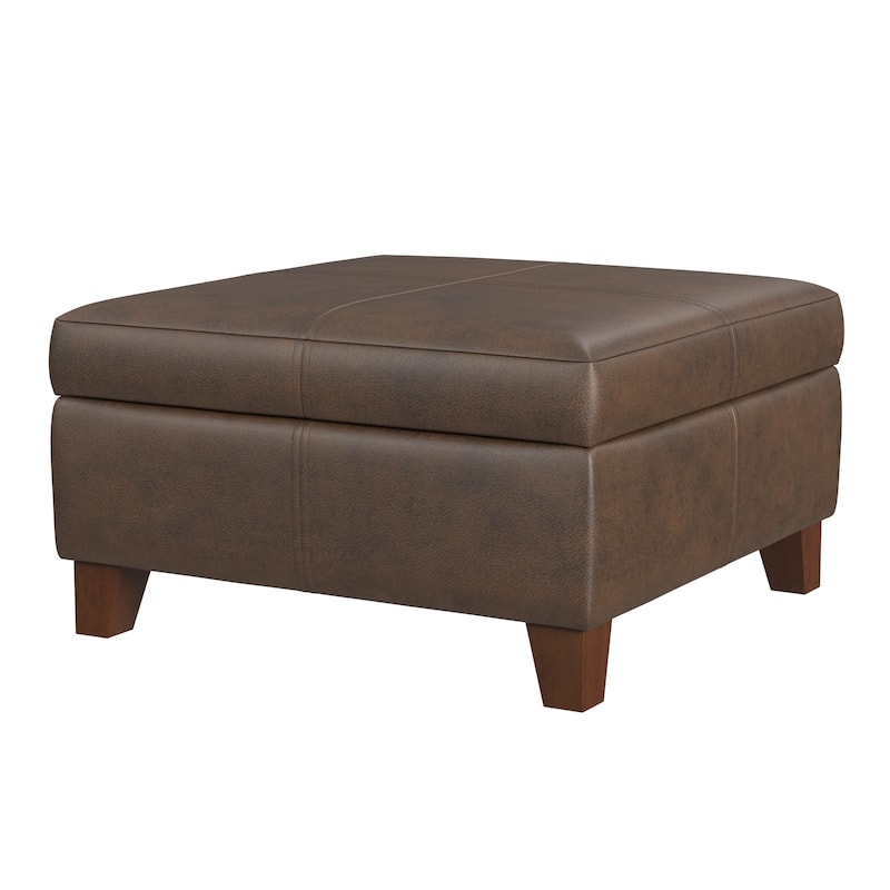 Copper Grove Luxury Large Faux Leather Storage Ottoman