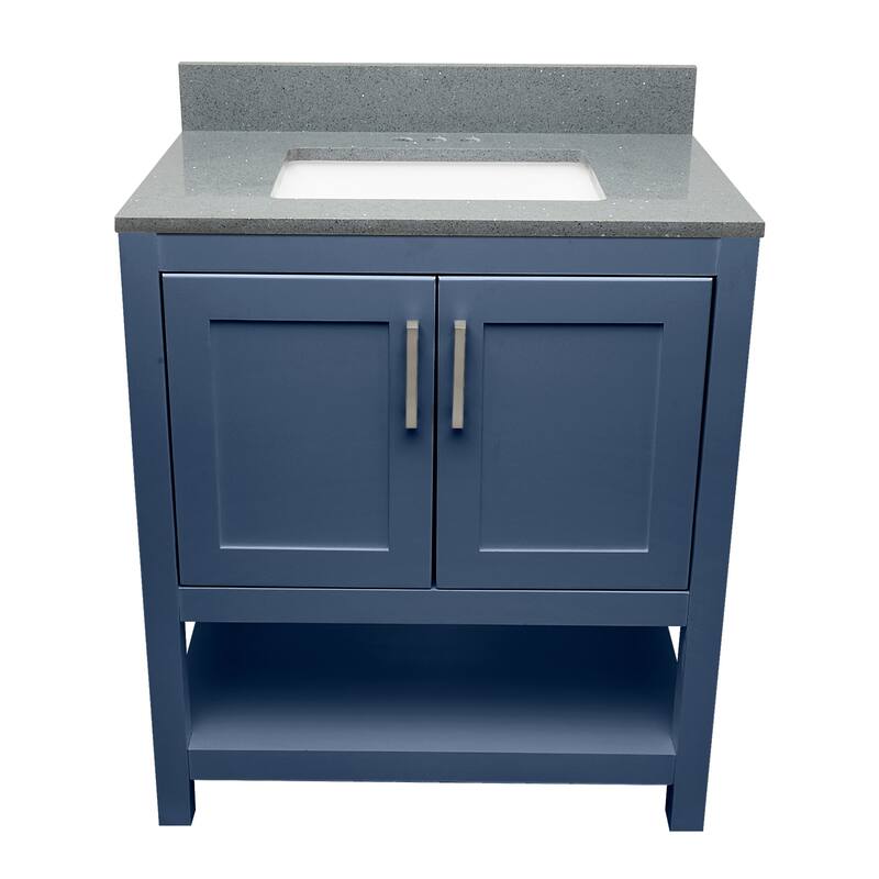 Taos 31" Bathroom Vanity with Cultured Marble Vanity Top Sink in White with White Basin