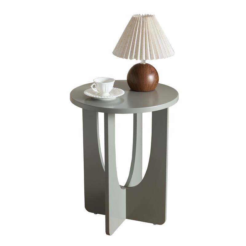 Theo Wood Side Table with Curved Panel Base