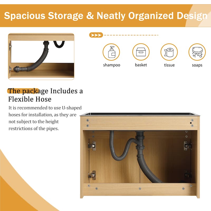  ﻿Malwee 28" Floating Bathroom Vanity, Wall Mounted Bathroom Vanity with Stainless Steel Sink and Flexible Drain Pipe