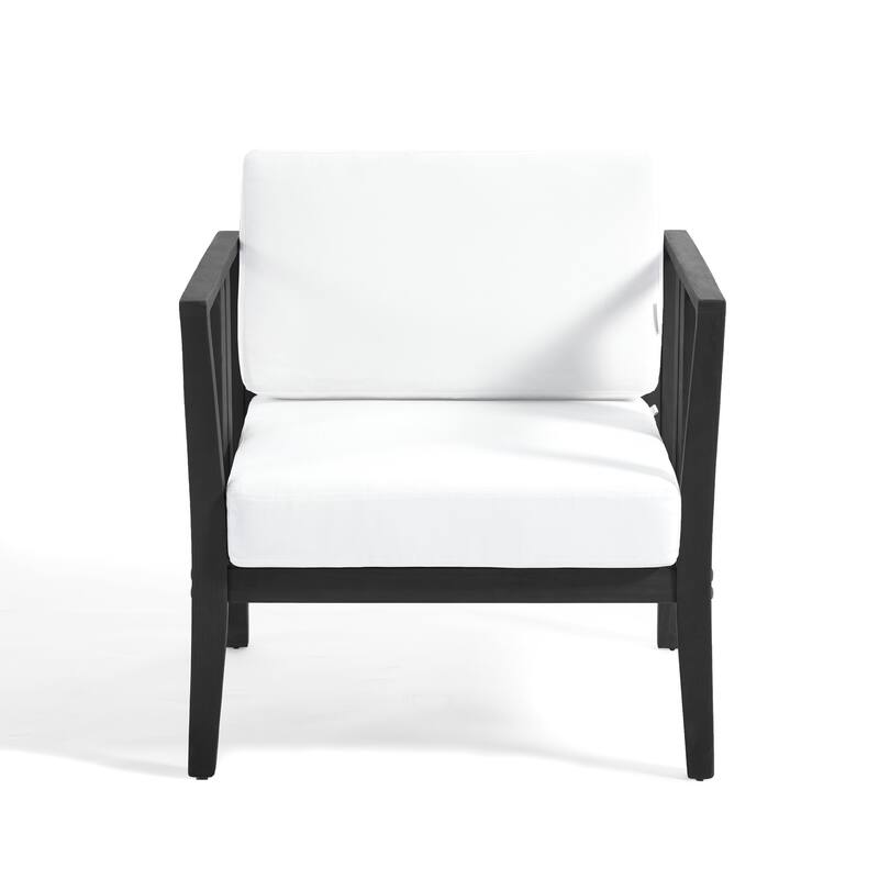 Casual 29"W Outdoor Patio Armchair Set In Solid Teak Wood with Cushion
