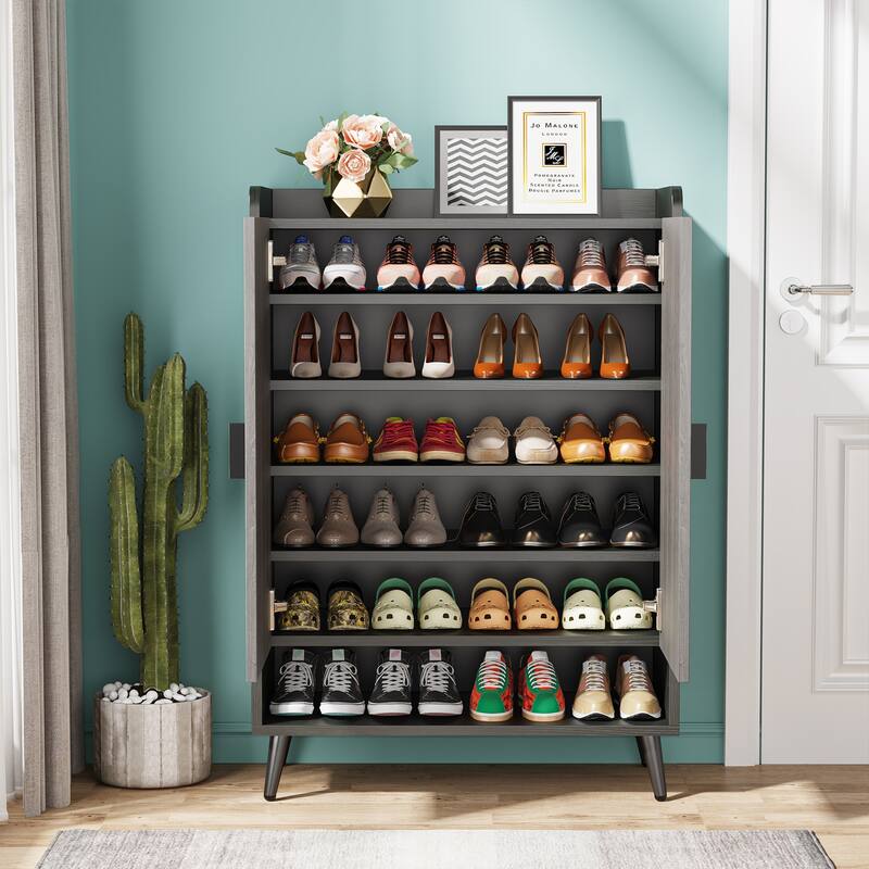 Shoe Cabinet with Doors, 7-Tier Shoe Storage Cabinet for Entryway