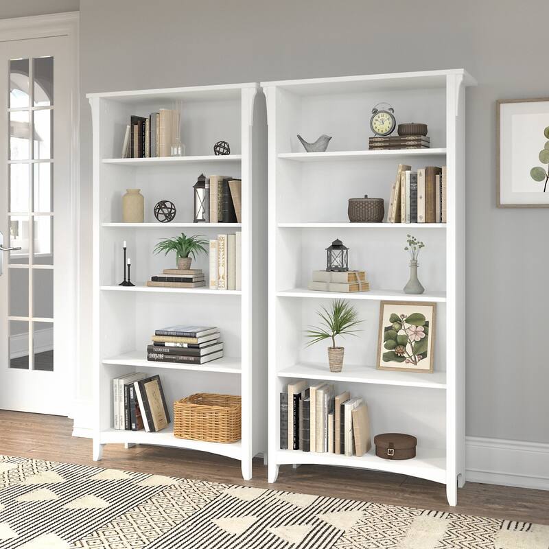 Salinas Tall 5-shelf Bookcase (Set of 2) by Bush Furniture - White