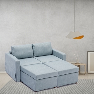 Module Section Sofa 2 Seat Module Sectional Sofa Couch With 2 Ottoman,Cushion Removable and ...