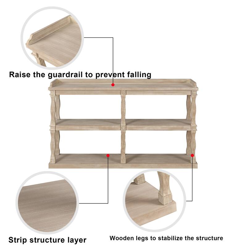 Console Table with 3-Tier Open Storage Spaces And Support Legs,Narrow Sofa Entry Table for Living Room, Entryway and Hallway
