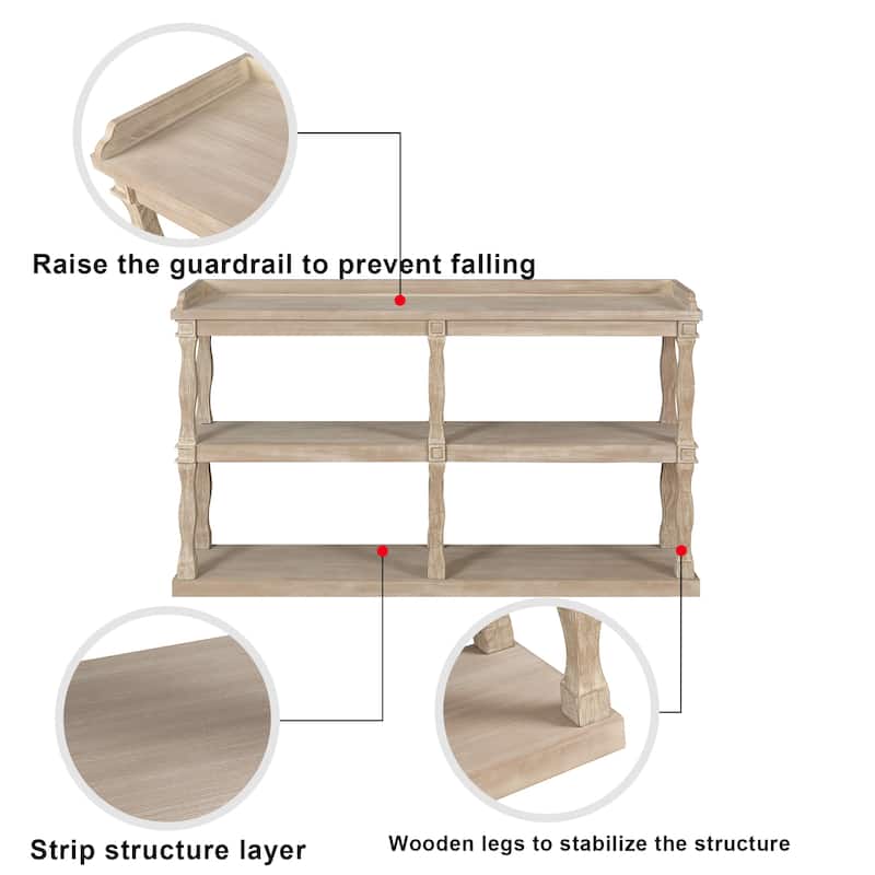 Console Table with 3-Tier Open Storage Spaces