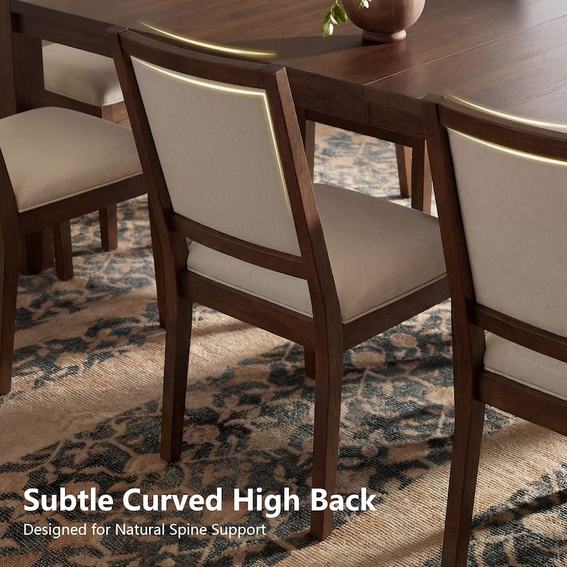 Modern Linen Cushioned Dining Chair, Fully Upholstered Accent Chair