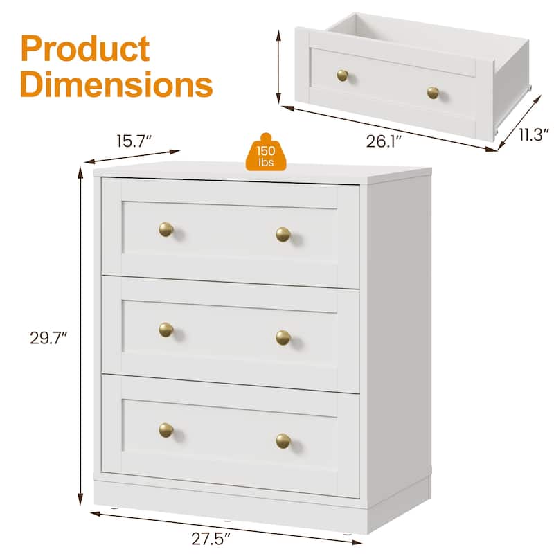 Modern Night Stand with 3 Drawers