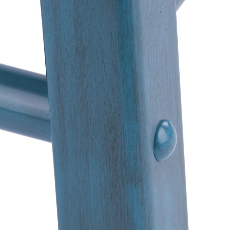 Element 2-Pc Square Legs Dining Stool Set, Walnut-Rustic Teal Finish - N/A