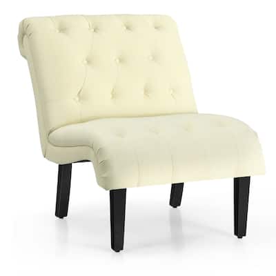Gymax Armless Accent Chair Upholstered Tufted Lounge Chair Wood Leg - 38.5'' x 27.5'' x 33''