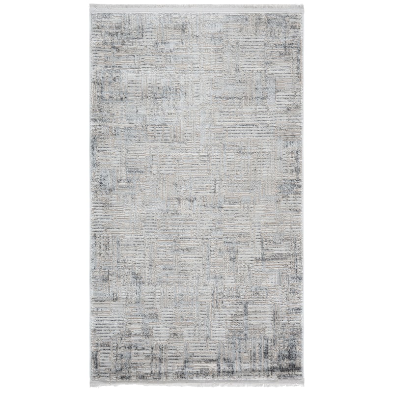 SAFAVIEH Whisper Mahtab Contemporary Fringe Rug - 3' x 5' - Light Grey/Beige