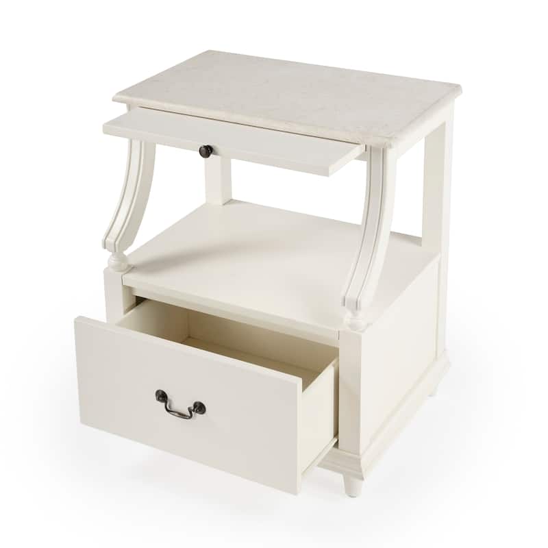 Mabel Genuine Marble and Wood 1-Drawer Nightstand
