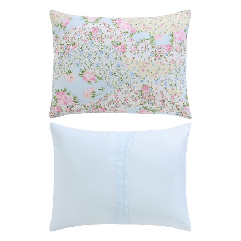 Betsey Johnson Patchwork Floral Reversible Blue Comforter Bonus Set