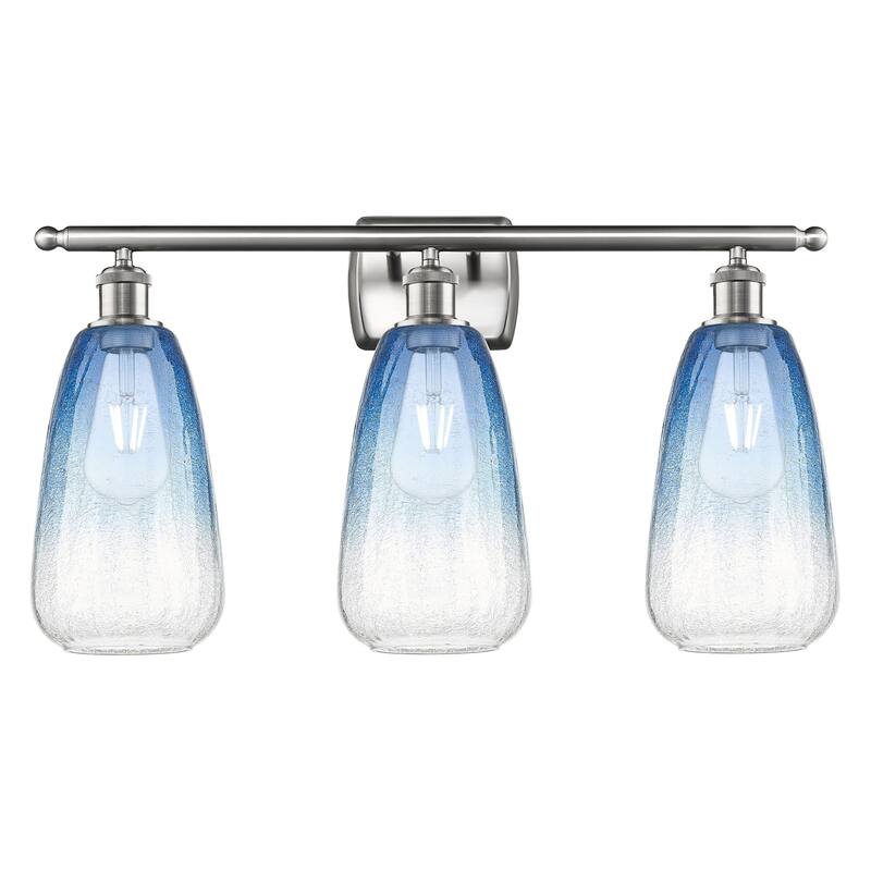 Innovations Lighting 516-3W-14-26 Brookhaven Almond Vanity Brookhaven - Brushed Satin Nickel / Sapphire Blue