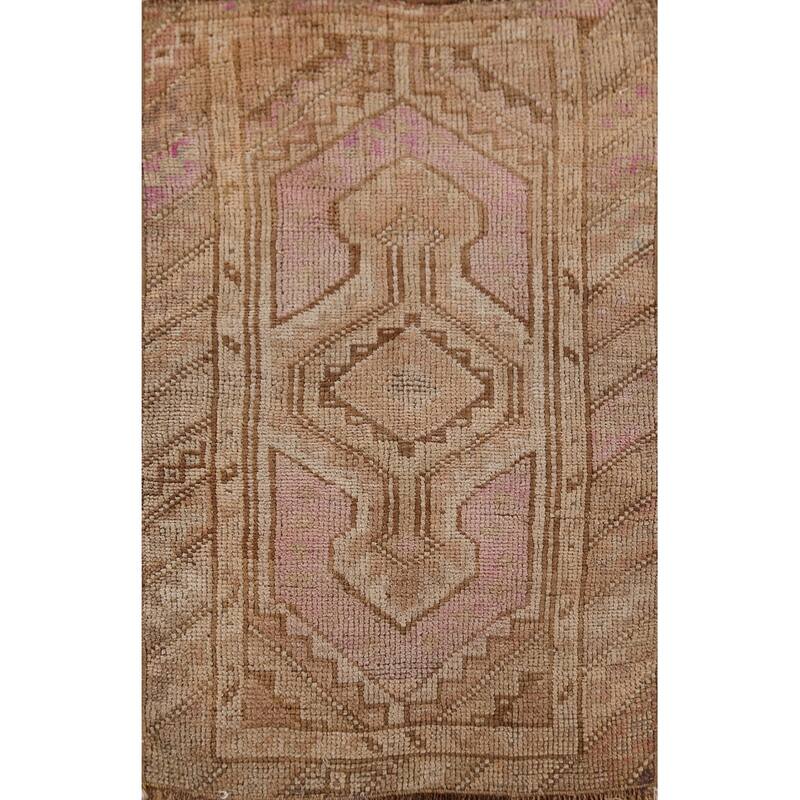 Hand Knotted Oriental 100% Wool Carpet Transitional Geometric Purples Anatolian Area Rug - 2' 11'' X 1' 9''