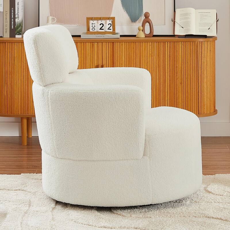 Swivel Chair Accent Chair Barrel Chair with Cushioned Seat, Round Sofa Chair with Adjustable Headrest