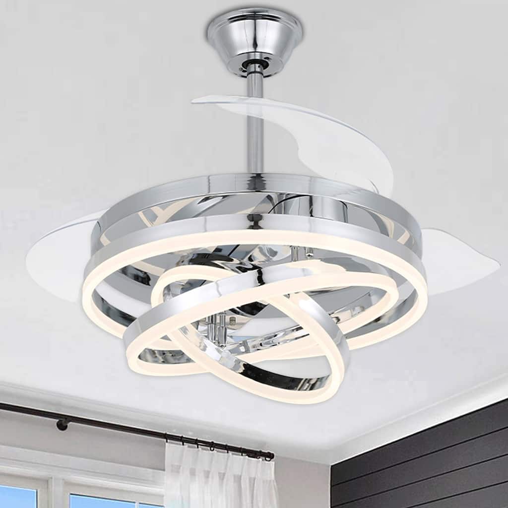 Oaks Aura 42in.Dimmable LED DIY Shape Modern Ceiling Fan With Lights, 6-Speed Latest DC Motor Quiet Ceiling Fan With Remote