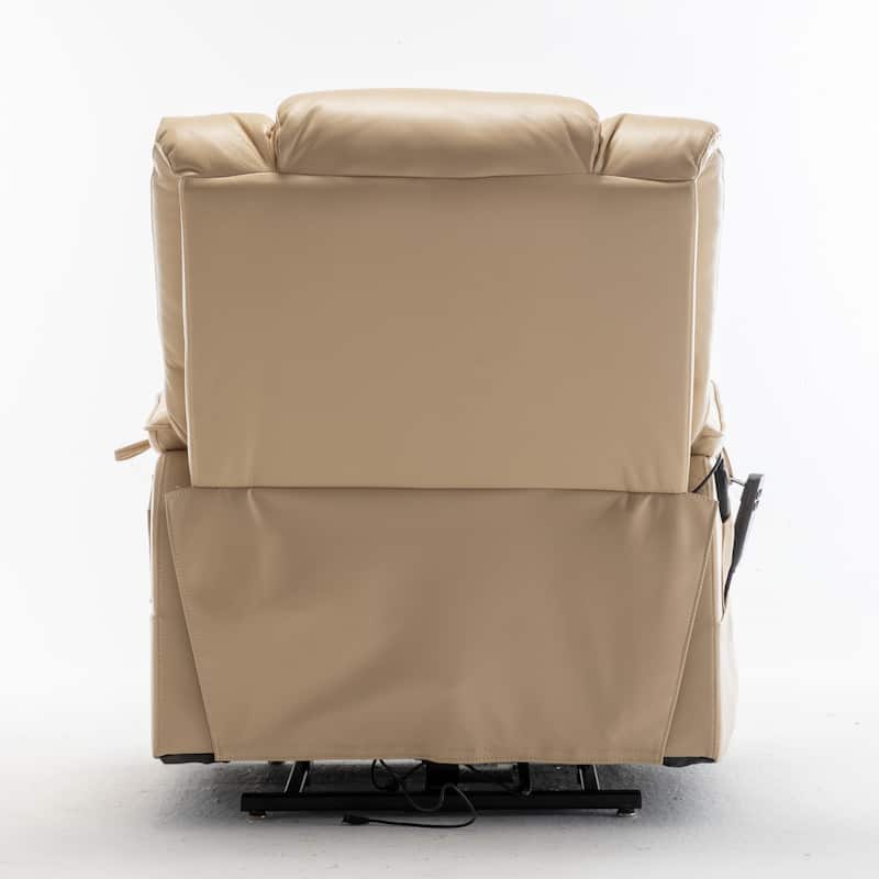 Electric Lift Recliner with Heat Massage, Ergonomic Home Theater Lounge Sofa, Recliner with USB Charging & Side Pockets