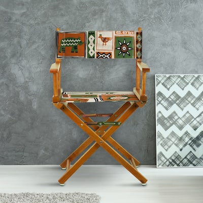 18" Director's Chair Honey Oak Frame-Congo BongoNatural - 21.75"W x 17"D x 33.75"H