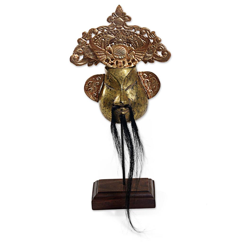 Handmade Master of Drama Wood and copper mask (Indonesia) - 24 x 19 x 9