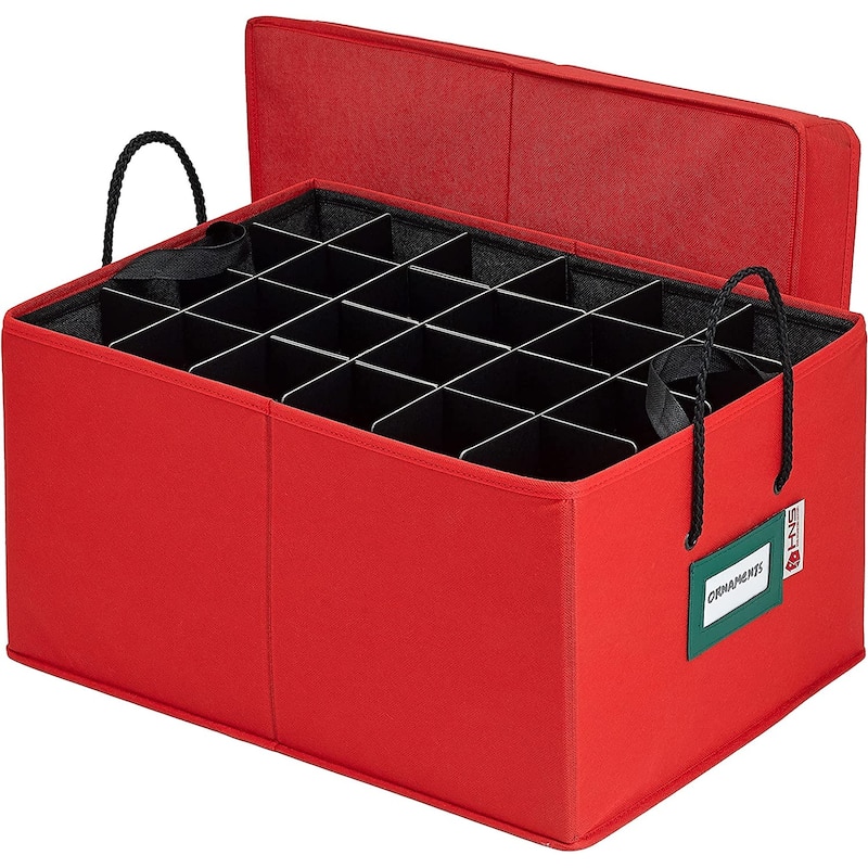 HOLDN’ STORAGE Underbed Christmas Ornament Storage Container Box with Dividers