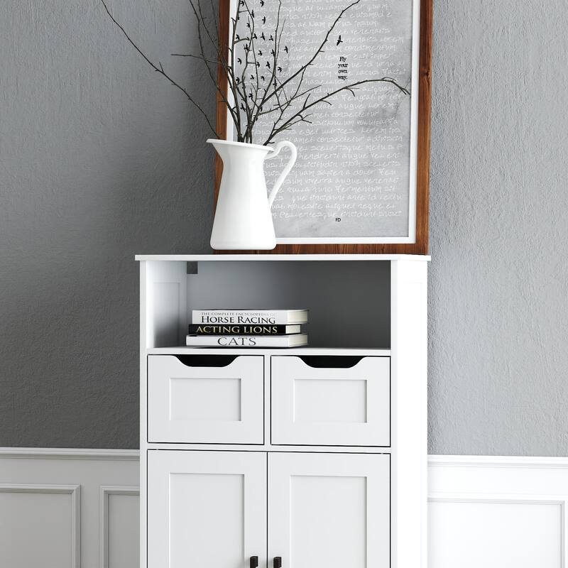 Double-Door Sideboard Buffet Cabinet, Storage Cabinet with Drawers, Accent Cabinet with Adjustable Shelves