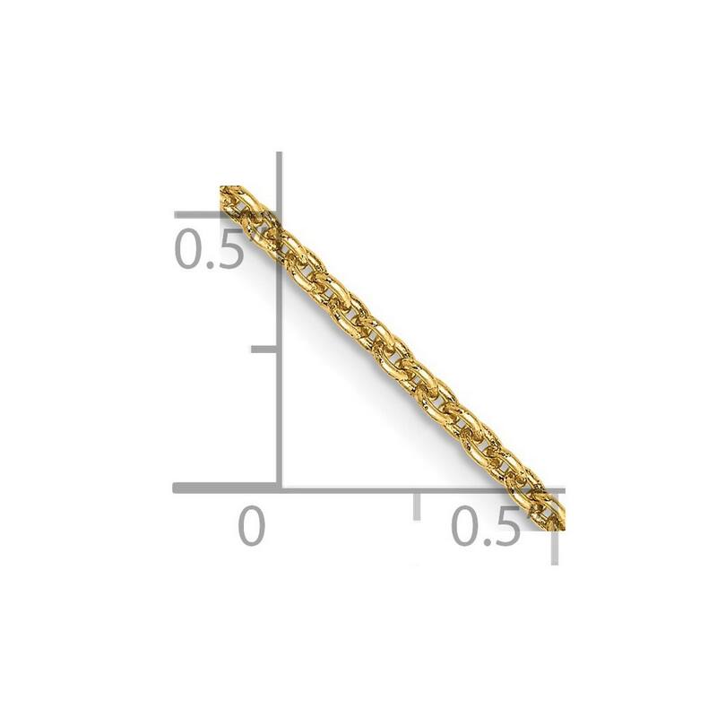 Curata 14k Yellow Gold Solid Polished 2mm Cable Chain Necklace Options: 16 18