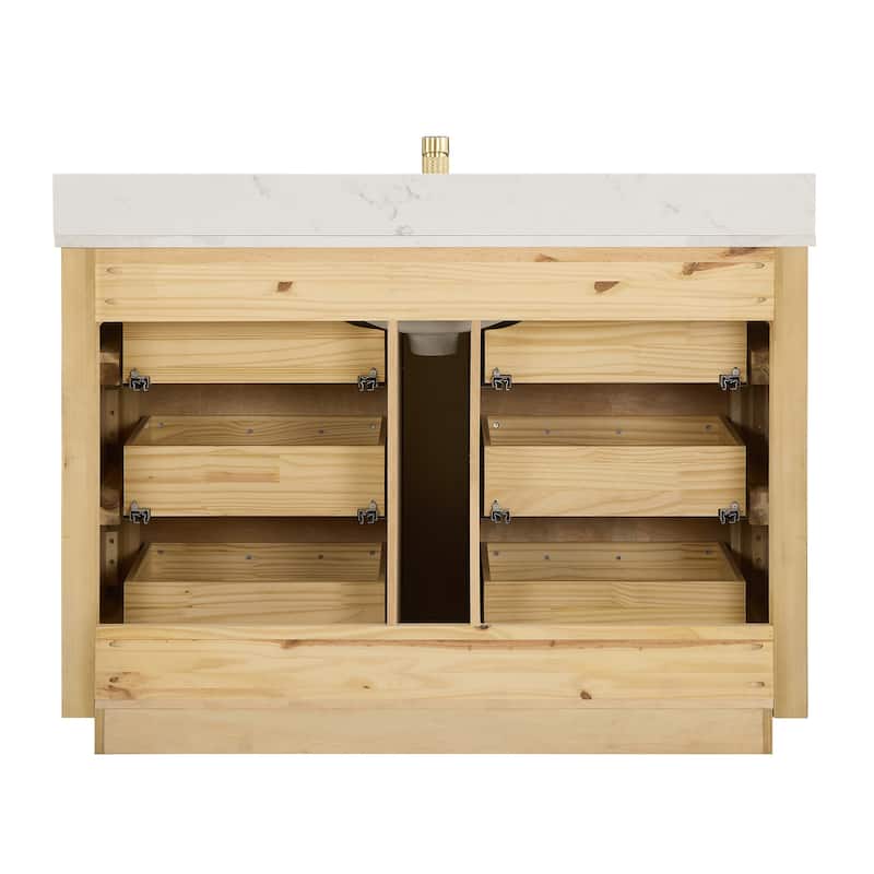 Porto Bath Vanity with White Quartz Stone Top and Mirror