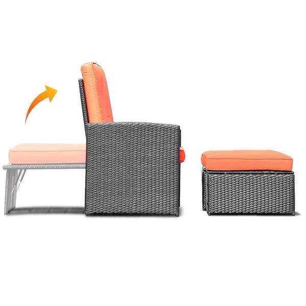 Shop Gymax 3pcs Patio Furniture Reclining Recliner Set Adjustable