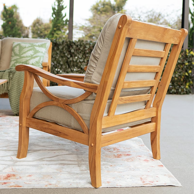 Cambridge Casual Lowell Teak Patio Club Chair with Ottoman