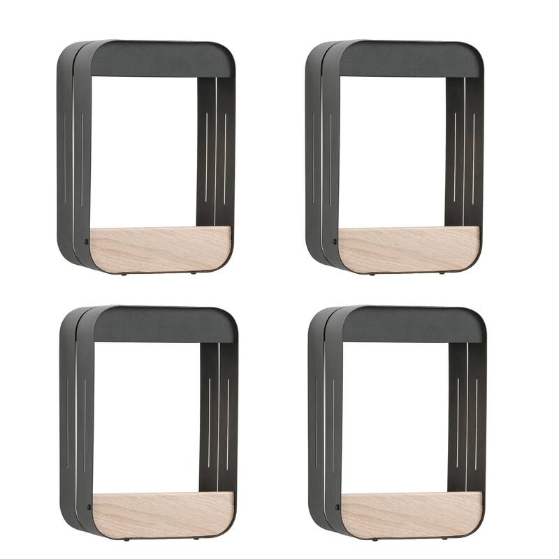 Outdoor Solar LED Wall Lantern Metal Wood-grain Shelf Sconce(4-pack)