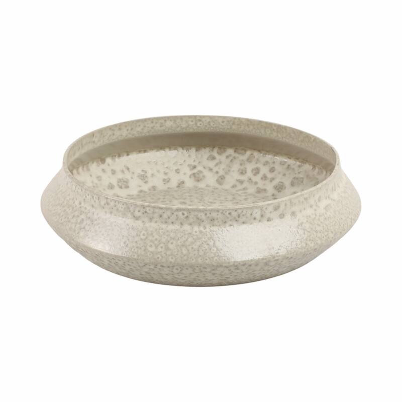 Decorative Round Abstract Terracotta Bowl - 14", White - 14.0"