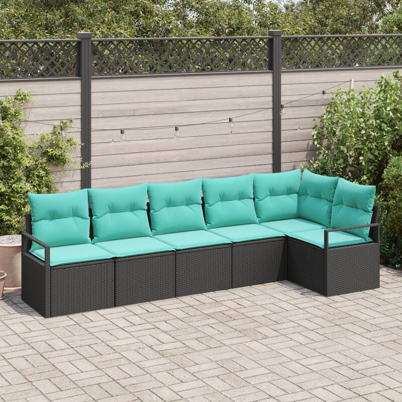 6/7 Piece Modular Outdoor Sofa Set with Cushions - 113×48×27.2 - Black
