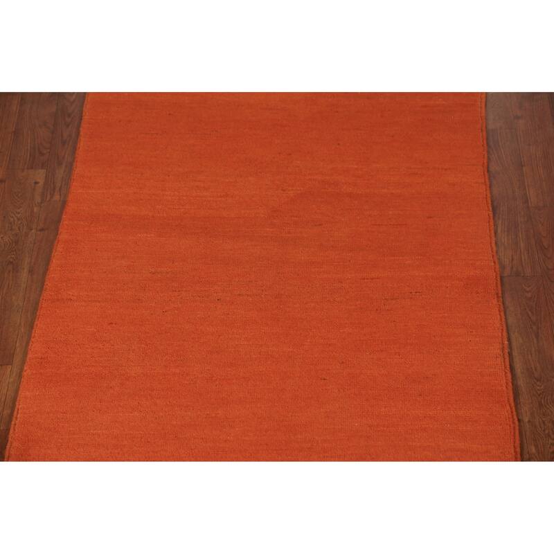 Solid / Modern Gabbeh Runner Rug Hand-Knotted Wool Carpet - 3'0" x 9'9"